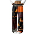 thumbnail image 2 of Trgacdwlo Halloween Fleece Pajama Pants Women Funny Pumpkin Ghost Flannel Wide Leg Sleep Pants Women Festival Fall Winter Warm Pajama Pants Fuzzy, 2 of 6