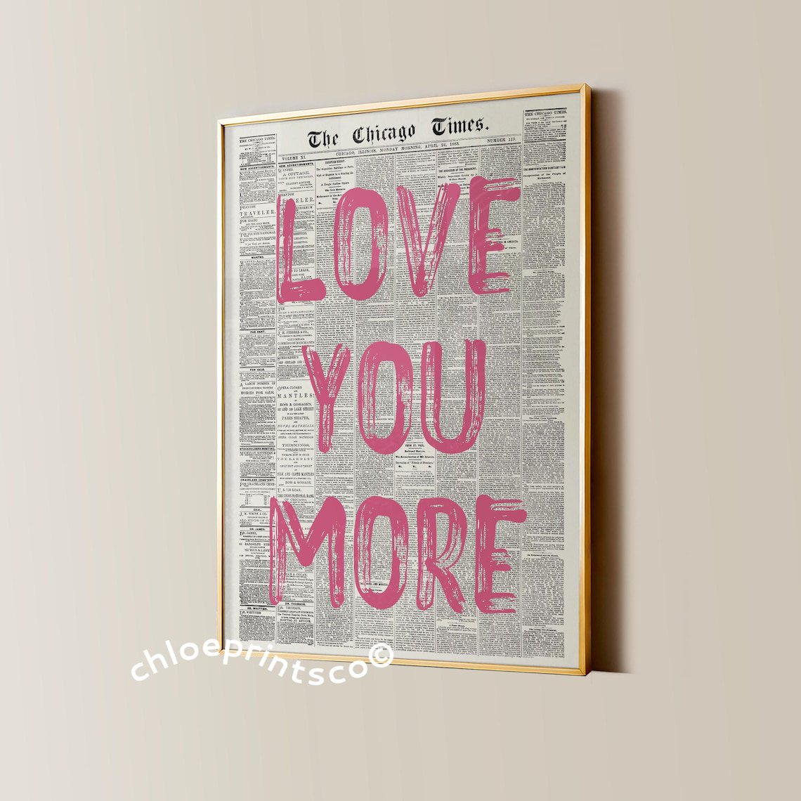 Love You More Poster, Trendy Romantic Wall Art For Bedroom And Apartment Decor