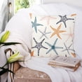 thumbnail image 4 of Orange Blue Teal Starfish Pillow Covers 18X18 Inch Set of 2 Beach Ocean Coastal Decorative Square Pillow Cases Summer Nautical Cotton Linen Cushion Case Home Decor For Sofa Couch Bedroom Outdoor, 4 of 6