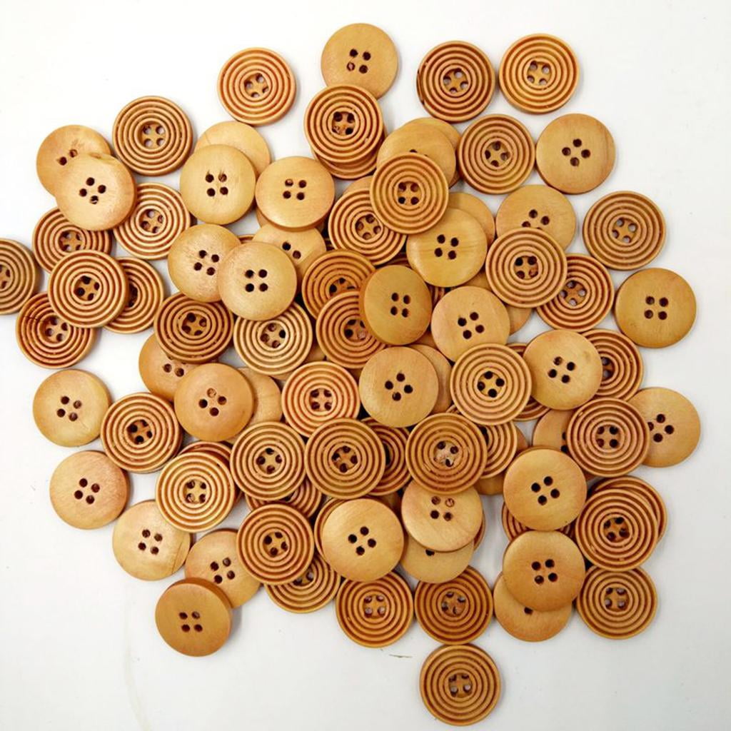 Abbraccia 5x100 Pieces Wooden Buttons Spiricle 20mm with Four Holes Light Coffee Color 5 Pcs
