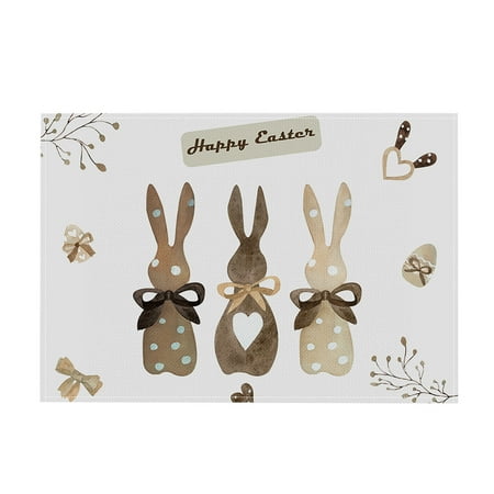 

Rabbit Placemats European And American Placemats Cloth Easter Decorative Western Placemats Stain Linen Placemats Easter Decorative for Home Party Wedding Holiday Spring Decoration Easter Decorations