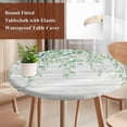 thumbnail image 4 of Eucalyptus Leaves Round Tablecloth, Fitted Table Cover with Elastic for 36"-44" Round Tables, Sage Green Summer Botanical Weeping Wooden Table Cloth Outdoor Dinning Party Waterproof Tablecloths, 4 of 7