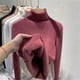 thumbnail image 5 of Suéter grueso de cuello alto para mujer, Jersey de punto cálido forrado de terciopelo, Tops ajustados, Jersey básico femenino, Invierno, 5 of 5