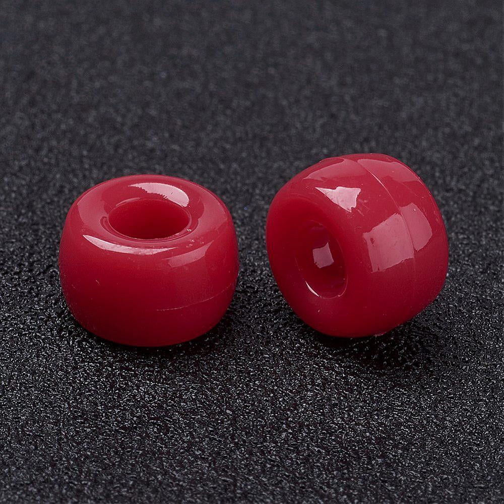 Opaque Acrylic European Beads Barrel Red 9x6mm Hole: 4mm about 1900pcs/500g