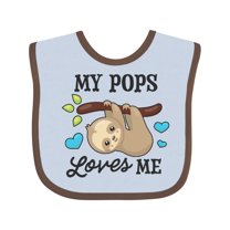 Inktastic My Pops Loves Me with Sloth and Hearts Boys or Girls Baby Bib