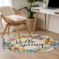 thumbnail image 4 of Round Rugs 3 Ft, Hello Spring Non Slip Area Rugs for Kitchen Bedroom Entryway, Farmhouse Floral Eucalyptus Wood Plaid Burlap Washable Carpet Runner Rug Floor Mats for Bedroom Home Decor, 4 of 8