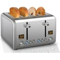 thumbnail image 1 of SEEDEEM 4 Slice Toaster, Stainless Toaster with Colorful LCD Display, 7 Bread Shade Setting, 1.5'' Wide Slots Toaster with Bagel/Defrost/Reheat Functions, Removable Crumb Tray, Silver Metallic, 1800W, 1 of 7