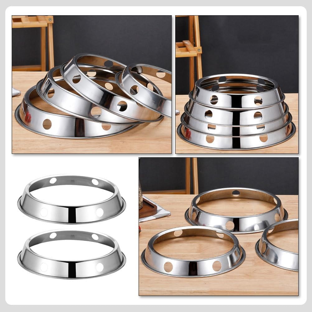 ABCISI 2 Pack Stainless Steel Wok Rings for Gas Stove, Durable Pot Holder Set, Universal Wok Ring Stand Fits Most Home Kitchens & Restaurants, Heat Resistant Cooking Rack for Wok and Frying Pan,9.2in