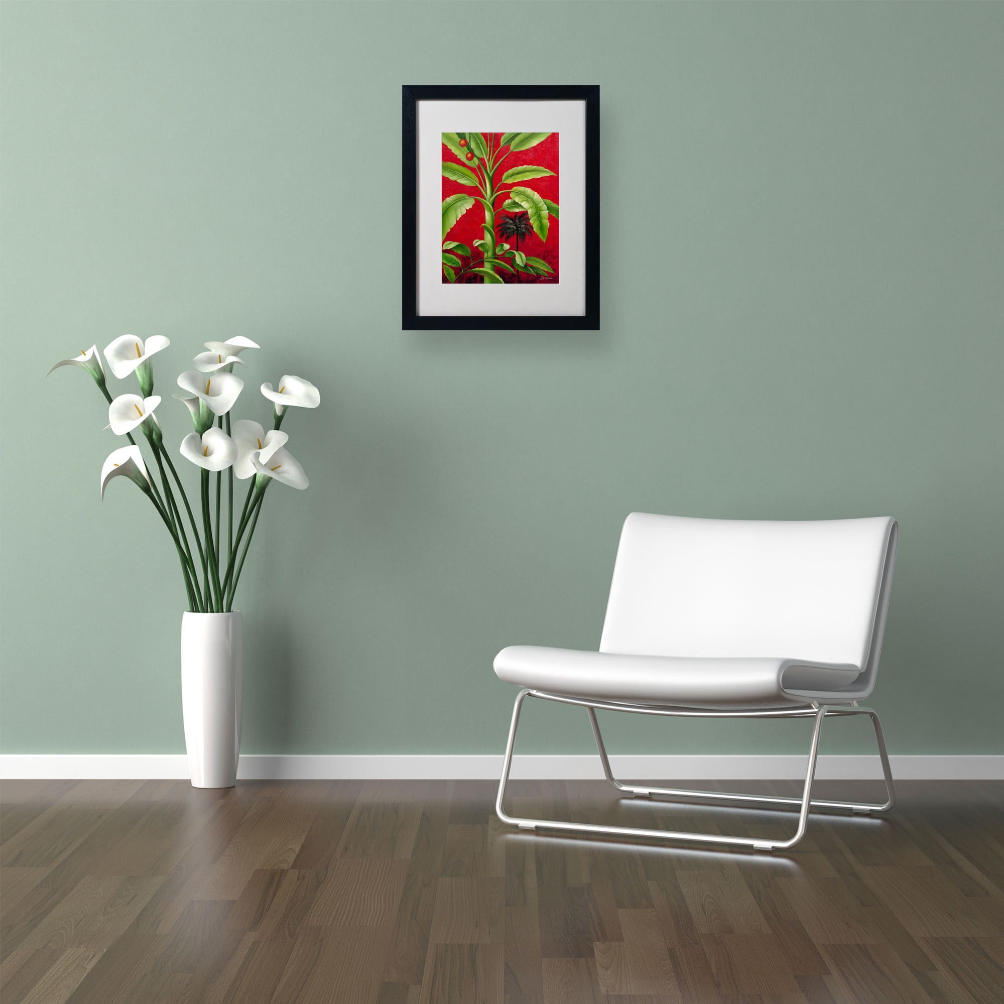 Trademark Fine Art "Tropical Palm II" Canvas Art by Victor Giton, Black Frame