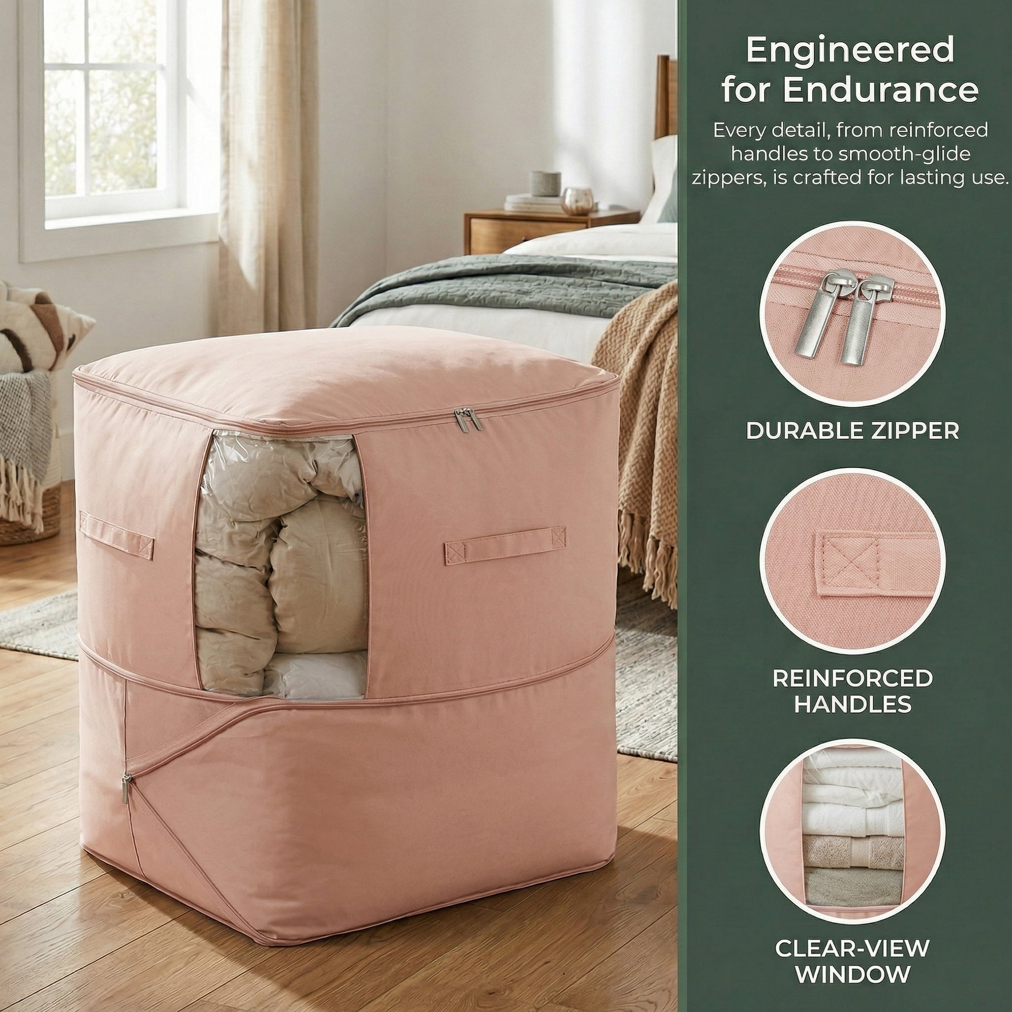 Unique Bargains 1Pc Clothes Expandable Storage Bag Pink 21.3*16.5*23.6in