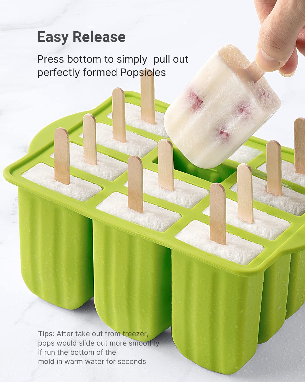 Number-one Popsicle Molds, 12-cavities Reusable Silicone Popsicle Molds for  Kids, Homemade Easy Release Ice Pop Maker with Popsicle Sticks, Bags, tie  wires, Funnel and Cleaning Brush 