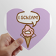 thumbnail image 1 of El helado grita. Calcomanías cardíacas,calcomanías para equipaje, 1 of 3