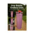 thumbnail image 3 of 30oz Thermal Insulated Stainless Steel Water Bottle with Straw and Handle, BPA-Free, Leak-Proof, Hot & Cold Travel Tumbler- Pink, 3 of 5