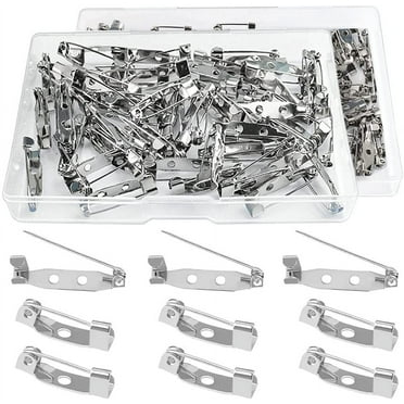 120Pcs Locking Pins Backs Brooch Badge Bar Pins Jewelry Pins with Holes for DIY Crafts Name Tags Jewelry Making DIY Crafts Accessories Mother's Day Gift (15MM/25MM)