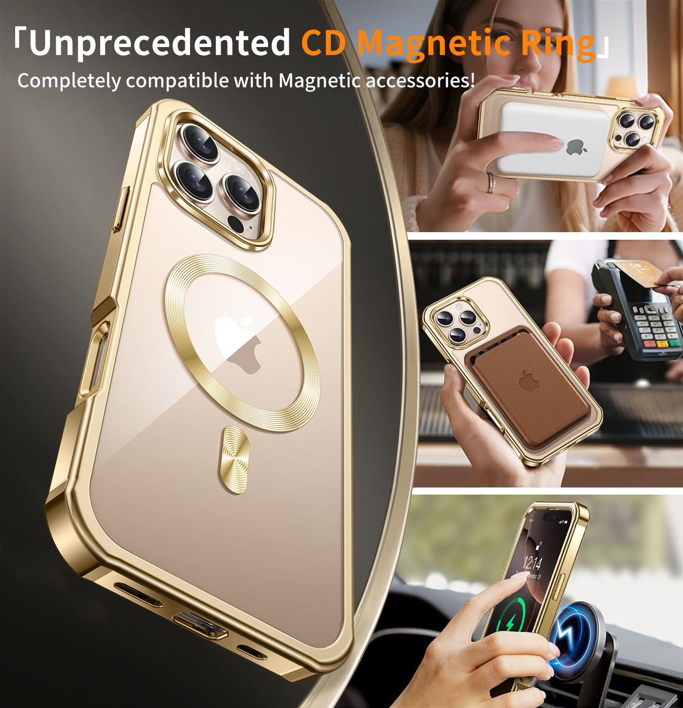 JETeacka iPhone 16 Pro Max Case 6.9" Compatible with MagSafe Full Body Rugged Built-in Touch Sensitive Screen Protector Anti-Scratch Clear Case, Black