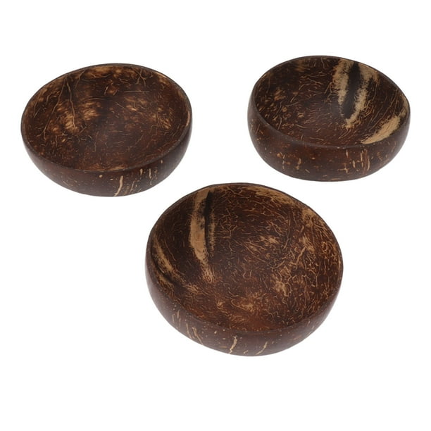Juego de cuencos de coco, cuencos de cáscara de coco pulidos a mano, reutilizables, a prueba de fugas, para arroz, postre, ensalada y desayuno