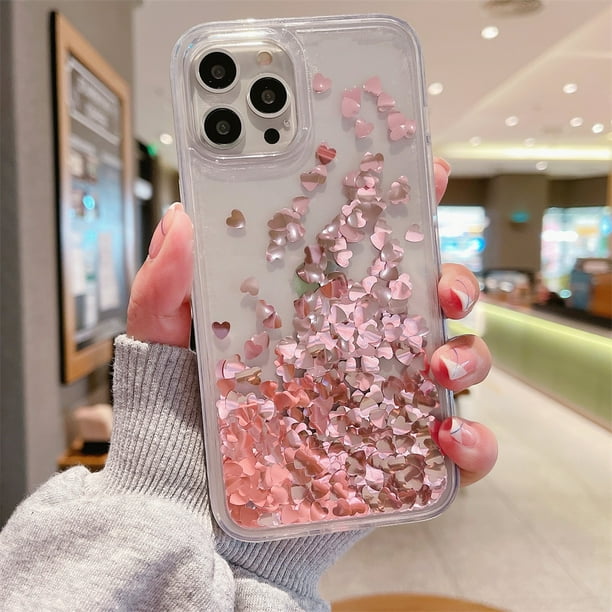 Funda De Corazón Líquido De Arena Movediza Para Iphone 14 Pro Max 13 12 11 Acrílico Dinámico Transparente Proteger Cubierta Para 6 7 8 Plus X Xr Se