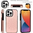 thumbnail image 6 of Case for iPhone 14 Pro 6.1 inch, Premium PU Leather Flip Case [Two Magnetic Clasp] [Card Slots] Stand Function Embossed Mandala Flower Durable Soft TPU Back Wallet Cover - Flower Rose Gold, 6 of 15