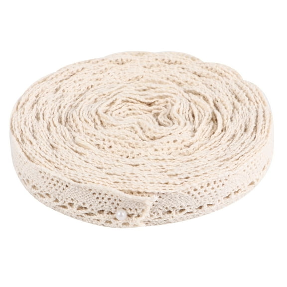 Gymnture 10 Yards Crochet Scalloped Edge Fabric Ribbon for Crafts and Weddings