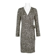 Adrianna Papell Surplice Neck Long Sleeve Tie Side Multi Print Rayon Jersey Faux Wrap Dress-BLACK ECRU / 6