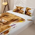 thumbnail image 3 of jejeloiu Brown Highland Cattle Zipper Twin Comforter Sets with Fitted Sheet and 2 Pillowcases For Kids,Countryside Flowers Rustic Farmhouse Theme Zipper Bedding Set For Girls,Reversible,4 Pieces, 3 of 7