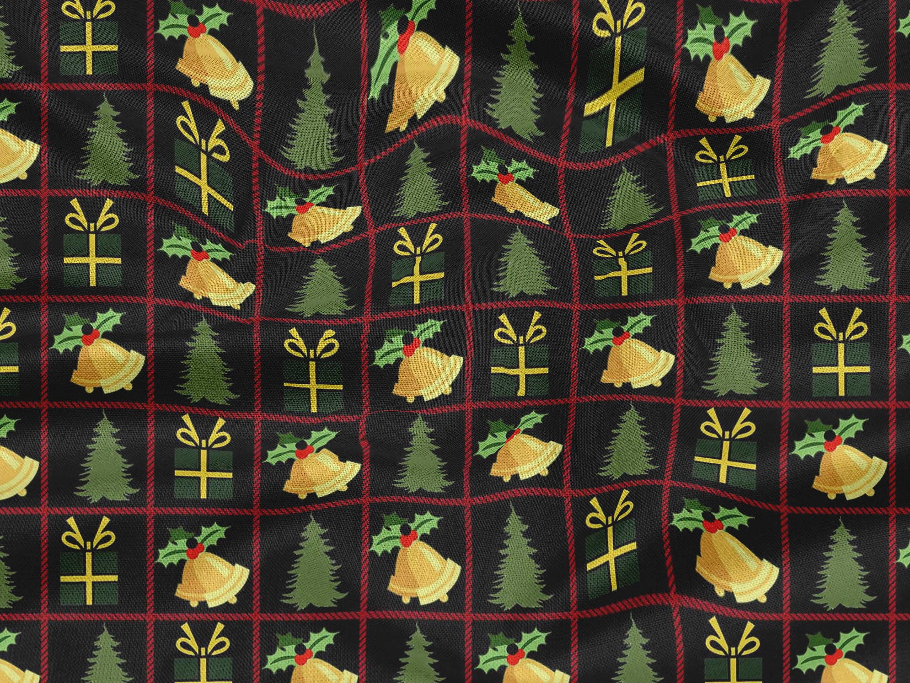 oneOone Rayon Black Fabric Christmas Fabric For Sewing Printed Craft Fabric By The Yard 56 Inch Wide-2WS