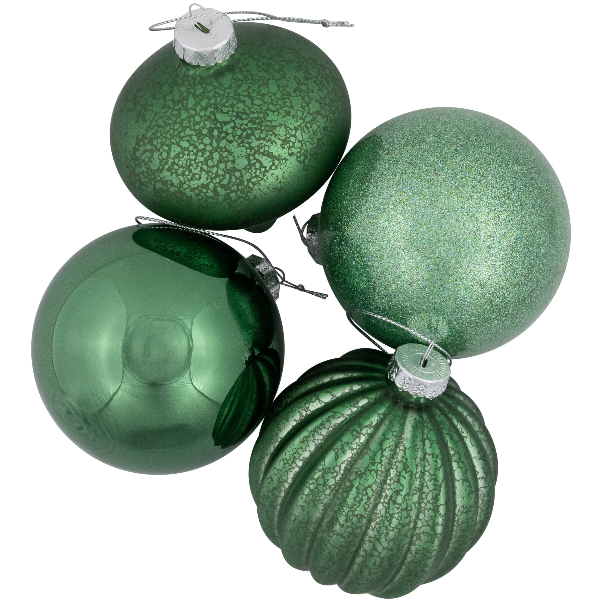 Northlight 3-Finish Glass Christmas Ball and Onion Ornaments - 3" (80mm) - Forest Green - 9ct