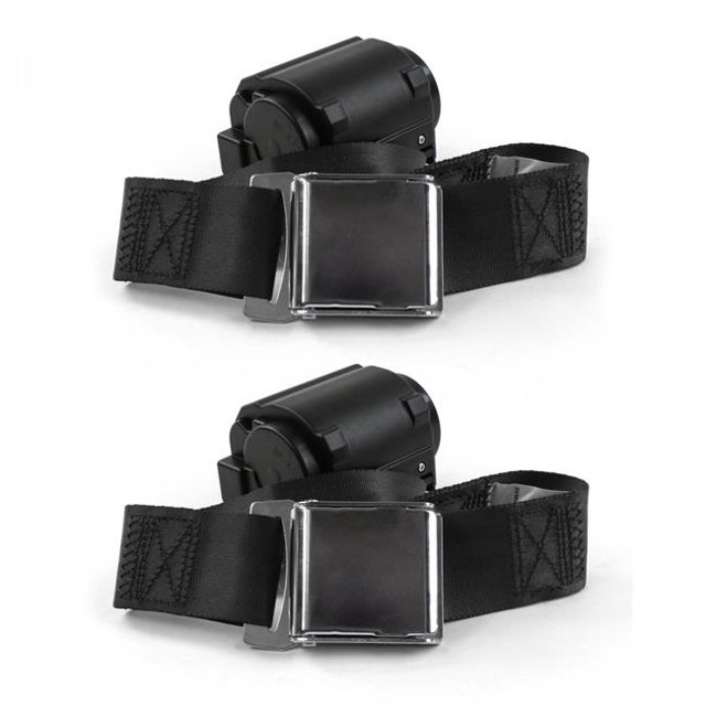 VW Type 3 Squareback Airplane 2 Point Black Retractable Bucket Seat Belt Kit - 2 Belts