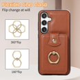 thumbnail image 6 of Phone Case for Samsung Galaxy S24 5G Wallet Cell Cover with Screen Protector and Crossbody Strap Ring Stand RFID Credit Card Holder Kickstand Leather S 24 24S GS24 G5 Women Girls Brown, 6 of 15