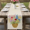 thumbnail image 4 of Spring Flowers Basket Table Runner 60 Inches, Vintage Colorful Floral Bed Runner Dresser Scarves Tabletop for Indoor Outdoor Parties/Ceremony/Banquet, 13" x 60", 4 of 8