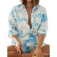 thumbnail image 4 of Liacowi Women Casual 2 Pcs Tracksuit Outfits Half Sleeve Button Down Shirt and Elastic High Waist Shorts Set Streetwear, 4 of 7