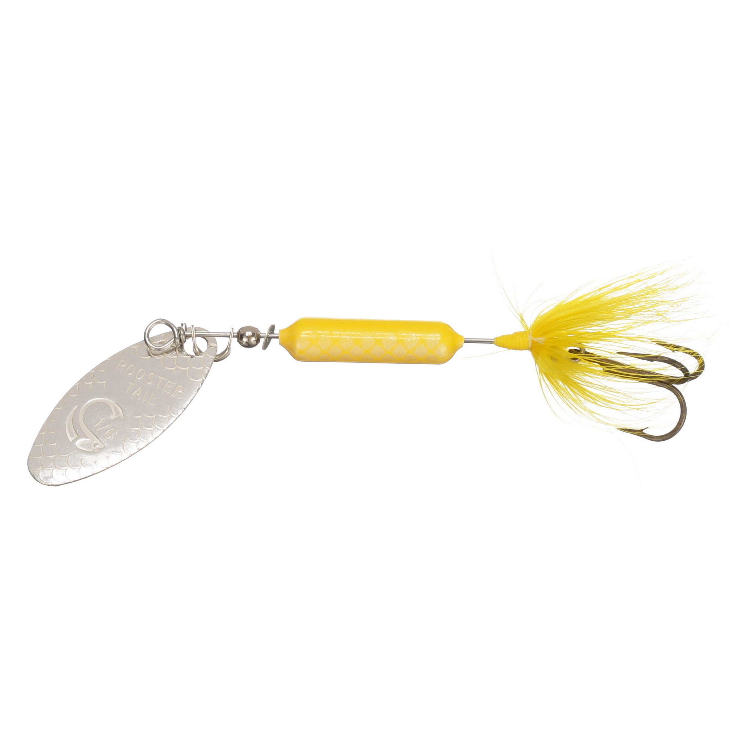 Worden's® Original Yellow Rooster Tail®, Inline Spinnerbait Fishing Lure, 1/ 6 oz Carded Pack 