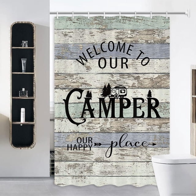 JOOCAR RV Shower Curtain for Camper Trailer Camping Bathroom, Camper ...