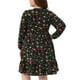 thumbnail image 3 of Vestido de Día de la Madre Plus Size Agnes Orinda para Mujeres, Cuello Redondo, Manga Larga, Plisado, Midi con Capas, Floral, 2X Negro, 3 of 5