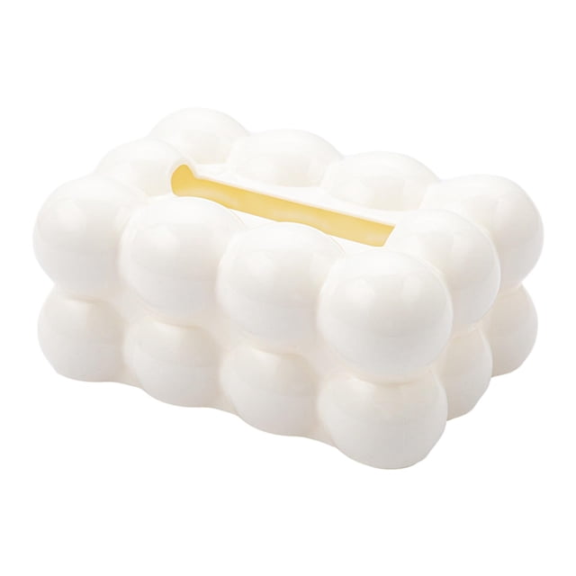 Porta pañuelos faciales, estuche para guardar pañuelos con resorte incorporado en el interior, antideslizante Blanco