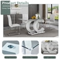 thumbnail image 5 of 5-Piece 70" Glass Dining Table set, Tempered Glass Tabletop with OC Shape Frame & Stainless Steel Base, 4 PU Cantilever Chairs with Stainless Steel Legs, 5 of 7