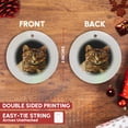 thumbnail image 3 of 3drose, Gorgeous Tabby Cat with Staring Yellow Eyes Isolated on Black, Circle Porcelain Ornament, 3 of 7