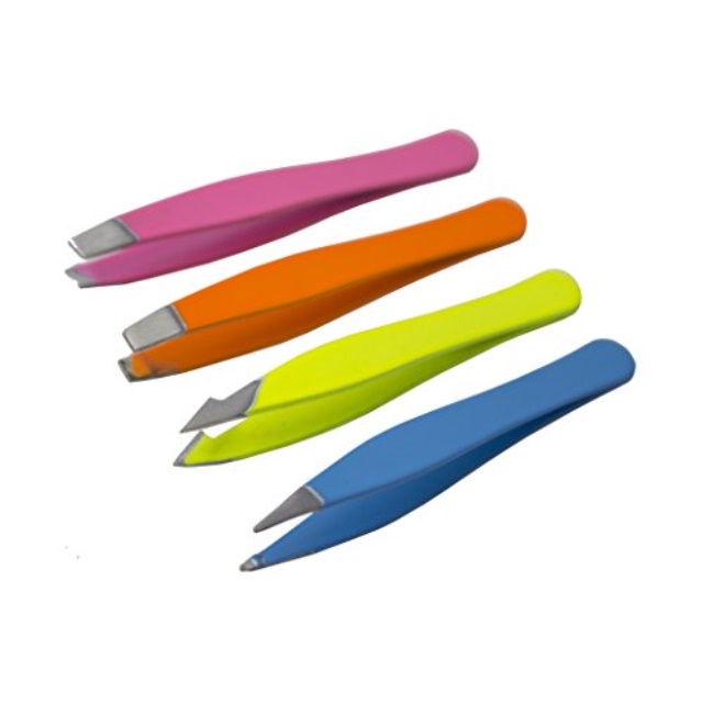 onyx professional 4 pack mini tweezers set includes pointed, slanted