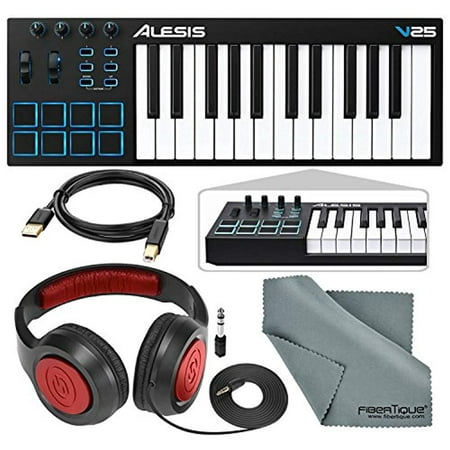Alesis V25 25-Key USB MIDI Keyboard Controller & Drum Pad with Samson Over-Ear