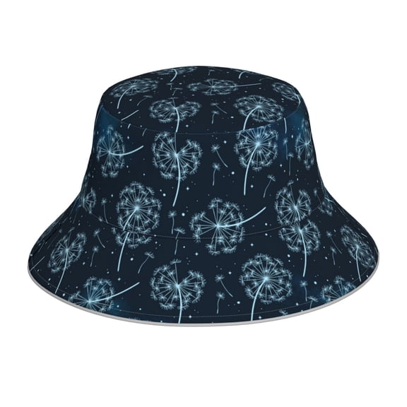 Fuzoiu Dandelions Print Reflective Bucket Hat,Outdoor Hat for Men and Women,Bucket Hat for Travel Fishing Hunting Summer Camp
