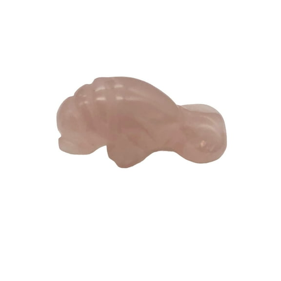 Grace Carved Rose Quartz Manatee Animal Figurine | 21x11x9mm | Pink | 1 Figurine