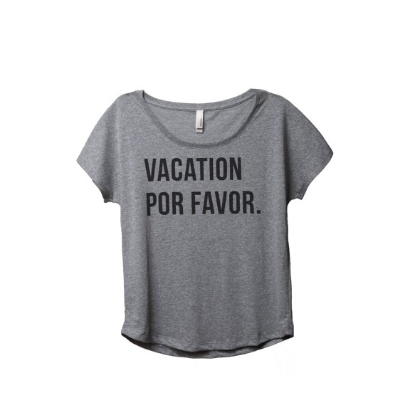 Thread Tank Vacation Por Favor Women's Fashion Relaxed Slouchy Dolman T-Shirt Tee Heather Grey 2X-Large