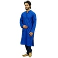 thumbnail image 4 of Atasi Ensemble Kurta Pyjama Bleu Ethnique pour Homme Chemise de Designer Bollywood - Grand, 4 of 7