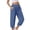 Blue, variant on Capri Pants for Women Summer Casual Elastic Waist Straight Leg Relaxed Fit Cropped Jogger Pants with Pockets