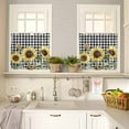 thumbnail image 4 of American Pastoral Style Kitchen Curtains and Valances Set, Sunflower Black White Plaid Rod Pocket Window Valance 18 Inch Window Curtain Panels for Living Room Bedroom Laundry, 27.5x24in, 3 Pieces, 4 of 7
