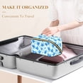 thumbnail image 3 of FORMRS Makeup Bag Travel Cosmetic Organizer for Women Fold Flat Zipper Pouch with Handle, Blue Flowers Pattern, 3 of 8