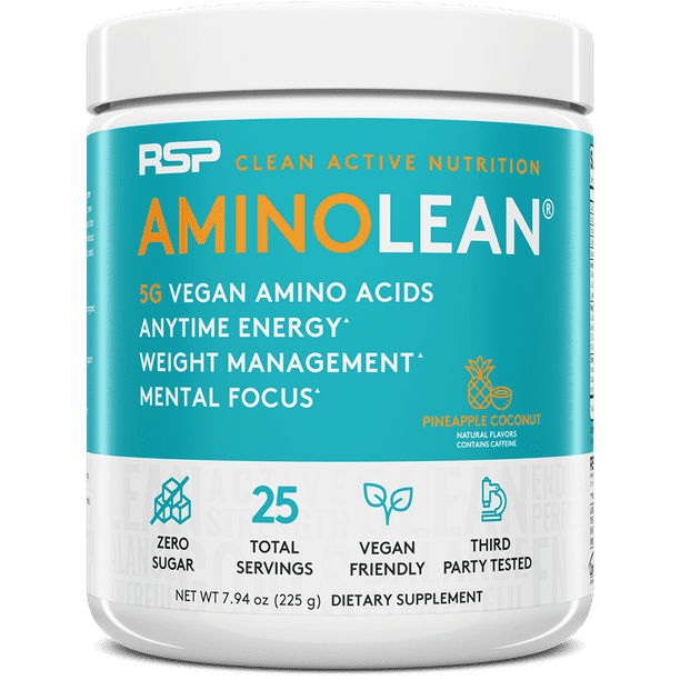 RSP Nutrition Vegan AminoLean Pre Workout Powder with BCAAs, Natural
