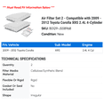 thumbnail image 2 of Air Filter Set 2 - Compatible with 2009 - 2012 Toyota Corolla XRS 2.4L 4-Cylinder 2010 2011, 2 of 2