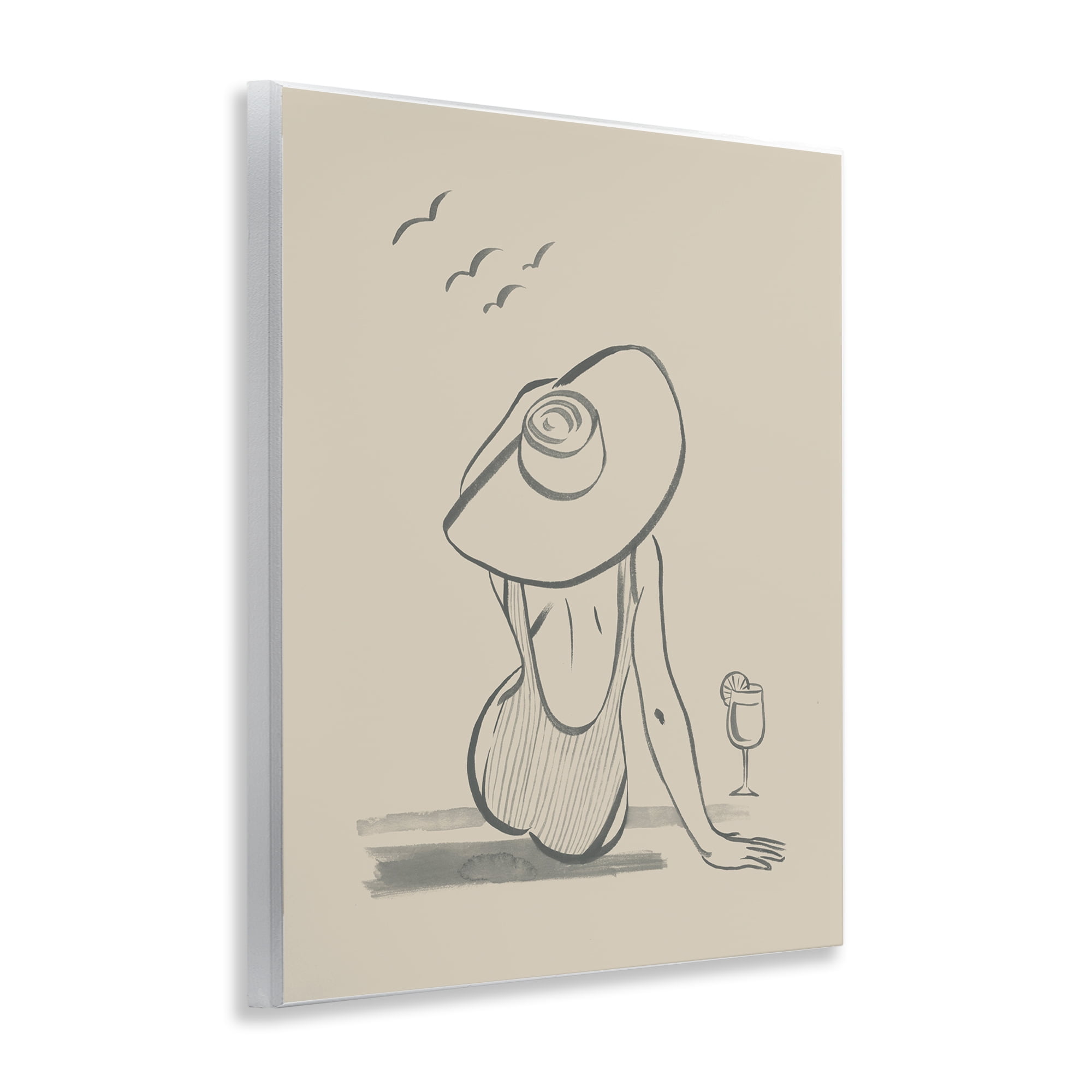 Stupell Industries Beach Day Drawing Novelty Drawing Unframed Art Print Wall Art, 11 x 14