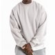 thumbnail image 5 of Sudadera de forro polar con cuello redondo para hombre, de 12,3 oz, gruesa, holgada, suave, básica (gris arroz), 5 of 5